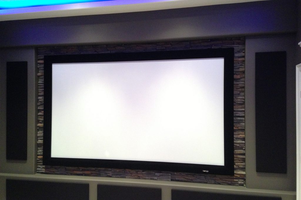 Home Theater Screen with Stone Work by THT