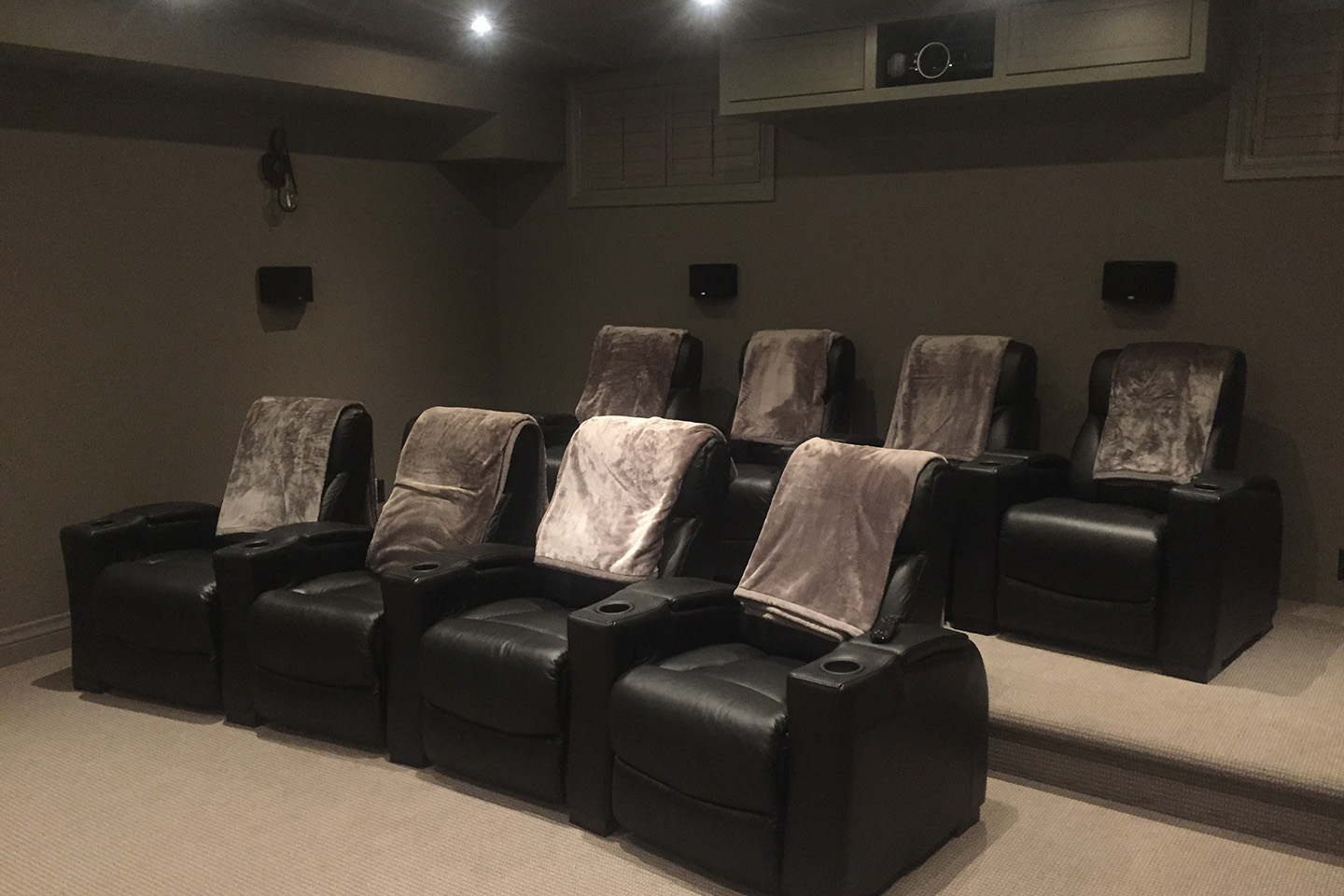 Seat Home Theater with Riser and Custom Projector Casing
