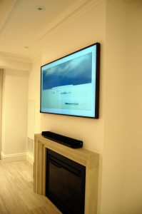 Samsung The Frame TV Above Fireplace