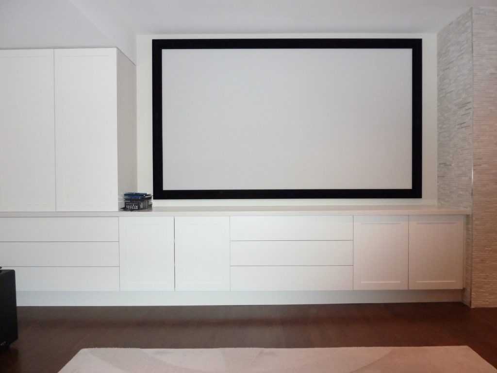 Perforated Projection Screen - Centre Channel & Left & Right Speakers Behind Screen